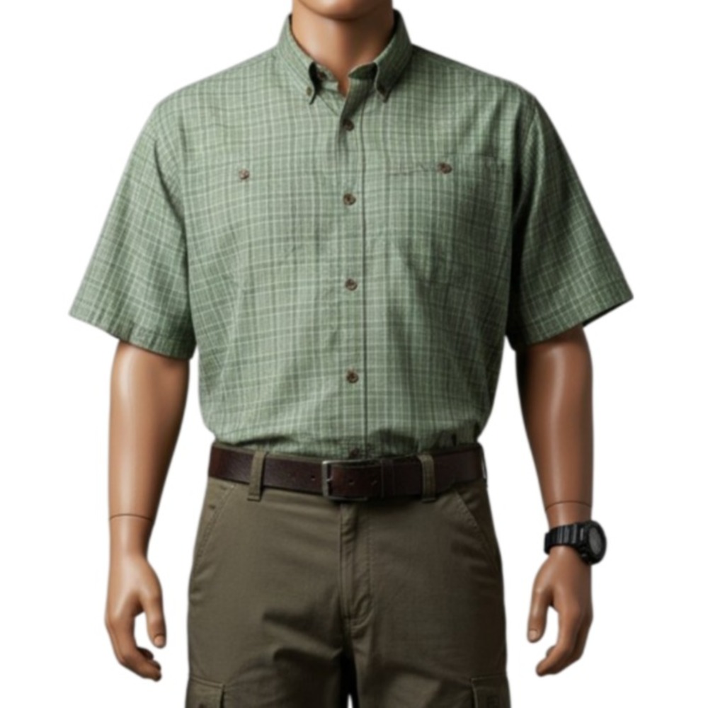 Mountain Khakis Trail Creek Shirt Mens XXL Green Plaid Vented Hiking SS 11815